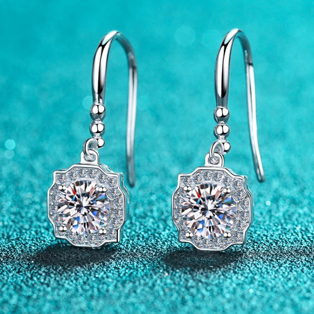 GORGEOUS 925 Sterling Silver Moissanite Hook Earrings!